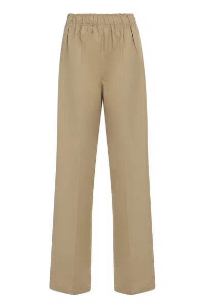 Prada -inspired Leather-trim Cotton Trousers In Multi