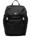 Prada Nylon Backpack With Adjustable Straps And Pockets In Black
