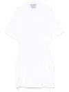 Prada Womens White Gathered-waist Classic-collar Cotton Mini Dress