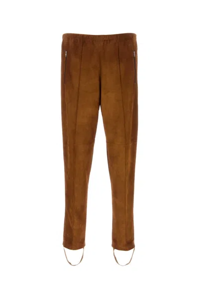 Prada -style Caramel Suede Pants For Men In Multi