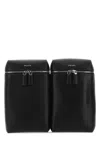 Prada -style Leather Backpack For Men With Silver-tone Hardware In Black