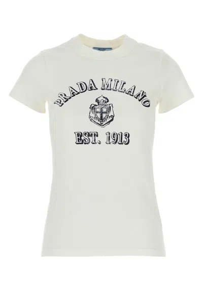 Prada White Cotton T Shirt