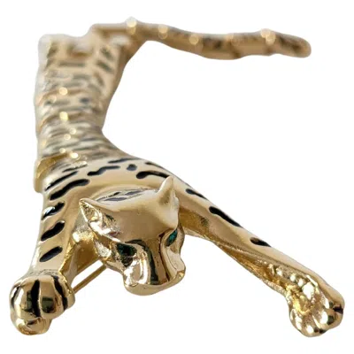 Pre-owned Pradera Articulated Panther Brooche With Enamel Paint And Gold Plated Creation In Multi