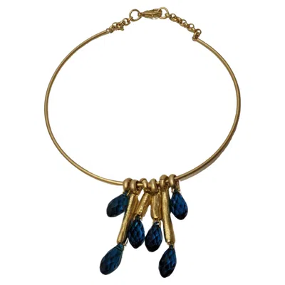 Pre-owned Pradera Rigid Choker With Tubes And Capri Blue Crystals