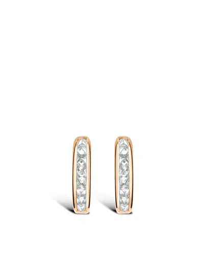 Pragnell 18kt Rose Gold Mini Rockchic Diamond Hoop Earrings In Pink