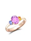 Pragnell 18kt Rose Gold Rainbow Fancy Three-stone Sapphire Ring In Pink