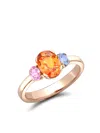 Pragnell 18kt Rose Gold Rainbow Fancythree-stone Sapphire Ring In Pink