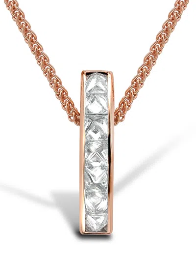 Pragnell 18kt Rose Gold Rockchic Diamond Bar Pendant Necklace In Pink