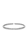 Pragnell 18kt White Gold Diamond Grooved Textured Bangle Bracelet In White