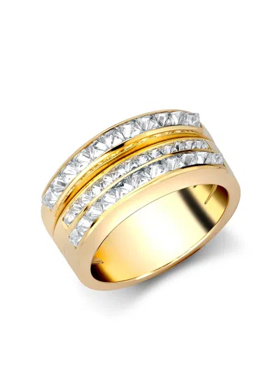 Pragnell 18kt Yellow Gold Diamond Three Row Rockchic Ring