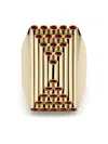 Pragnell 18kt Yellow Gold Pyramid Sculptural Ruby Cocktail Ring In Gold