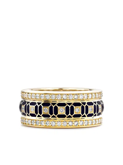 Pragnell 18kt Yellow Gold Revival Enamel And Diamond Ring