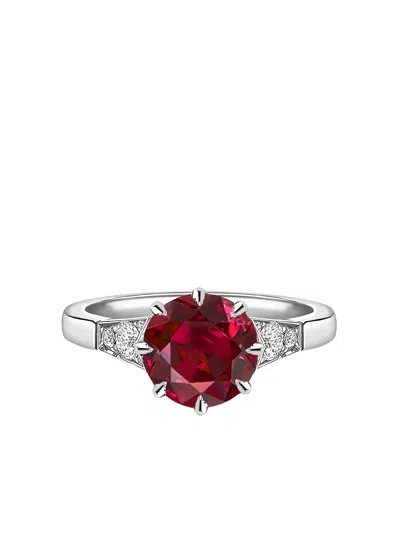 Pragnell Platinum Diamond Ruby Antrobus Ring In Silver