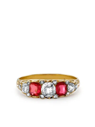 Pre-owned Pragnell Vintage 1837-1890 18kt Yellow Gold Diamond And Ruby Ring