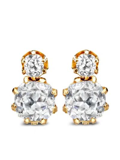 Pre-owned Pragnell Vintage 1837–1901 18kt Yellow Gold Diamond Drop Earrings