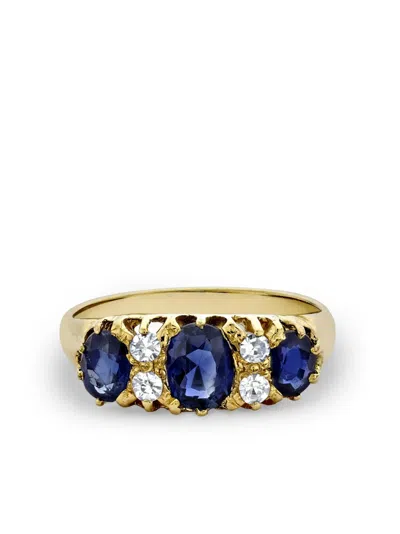 Pre-owned Pragnell Vintage 18kt Yellow Gold Victorian Sapphire And Diamond Ring