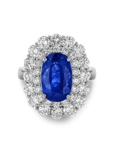 Pragnell Vintage Platinum Sapphire Diamond Ring In Silver