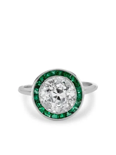 Pre-owned Pragnell Vintage Target Cluster Ring Mit Diamanten In Silver