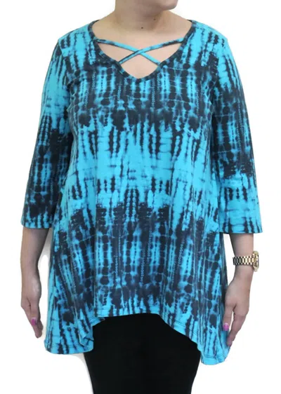 Prairie Cotton High Tides Criss Cross Cotton Top In Aqua In Blue