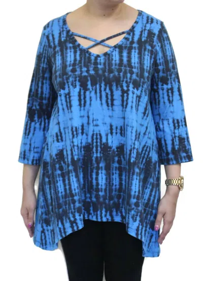 Prairie Cotton High Tides Criss Cross Cotton Top In Blue
