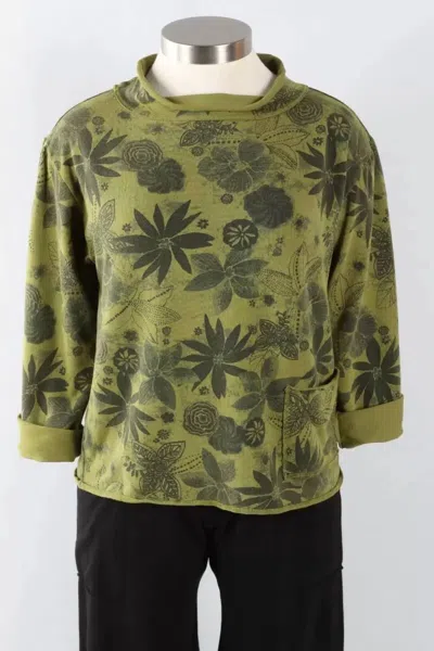 Prairie Cotton Women's Sweatshirt Fabric Pull Over In Green And Black
