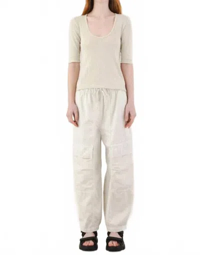 Prairie Underground Pointelle Scoopneck Top In Oyster In Neutral