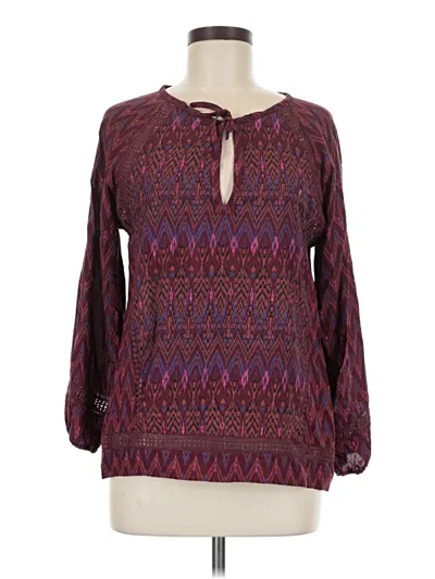 Pre-owned Prana 3/4 Sleeve Blouse In Burgundy