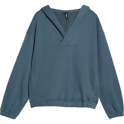 Prana Dreamterry V-neck Hoodie In Blue