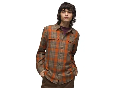 Prana Edgewater Shirt Mens Orange Plaid Long Sleeve Button-up Slim Fit Gbo52