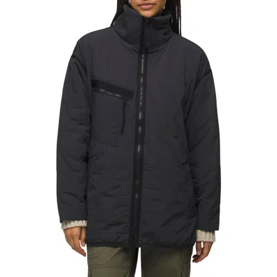 Prana Encinitas Water Repellent Quilted Field Coat In Charcoal