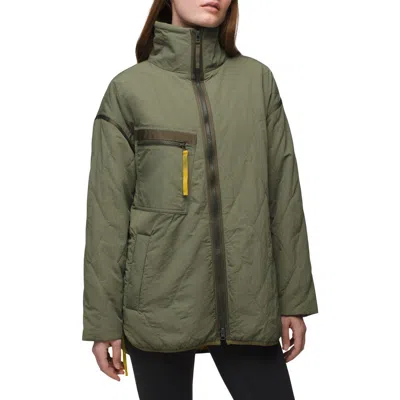 Prana Encinitas Water Repellent Quilted Field Coat In Rye Green