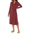 Prana Foundation Long Sleeve Wrap Dress In Maroon Heather In Multi