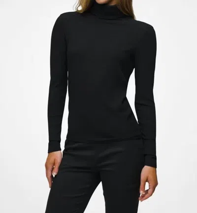 Prana Foundation Rib Turtleneck Tee In Black Heather