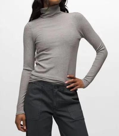 Prana Foundation Rib Turtleneck Tee In Heather Grey In Gray