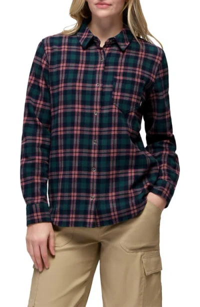 Prana Golden Canyon Organic Cotton Flannel Shirt In Burgundy