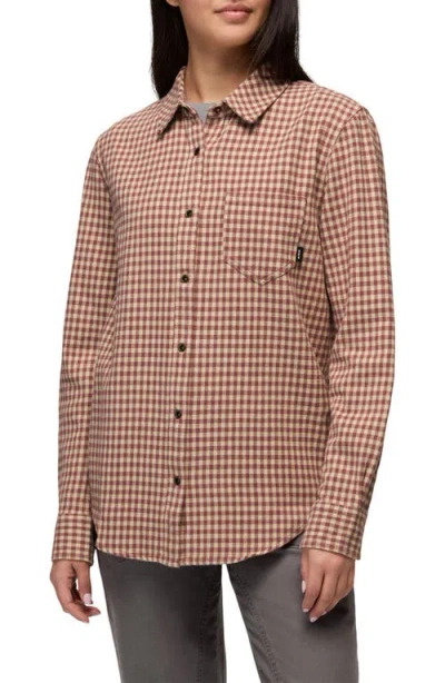 Prana Golden Canyon Organic Cotton Flannel Shirt In Brown