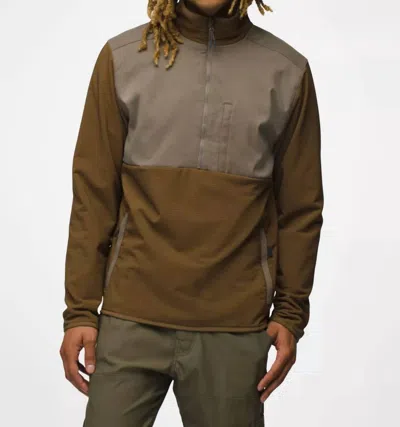 Prana Gridlocked Fleece 1/2 Zip Sweatshirt In Rich Earth In Brown