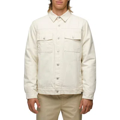 Prana Grover Flannel Lined Canvas Jacket In Chalk