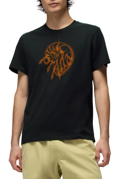 Prana Heritage Nautilus Organic Cotton Graphic T-shirt In Black