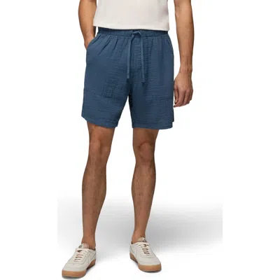 Prana Hideaways Organic Cotton Drawstring Shorts In Blue