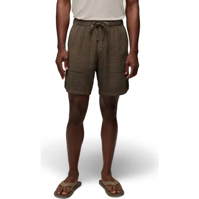 Prana Hideaways Organic Cotton Drawstring Shorts In Brown