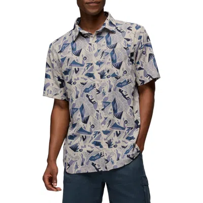 Prana Hybridizer Short Sleeve Performance Button-up Shirt In Gray