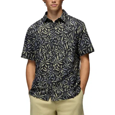 Prana Hybridizer Short Sleeve Performance Button-up Shirt In Black