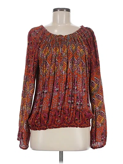 Pre-owned Prana Long Sleeve Blouse In Burgundy