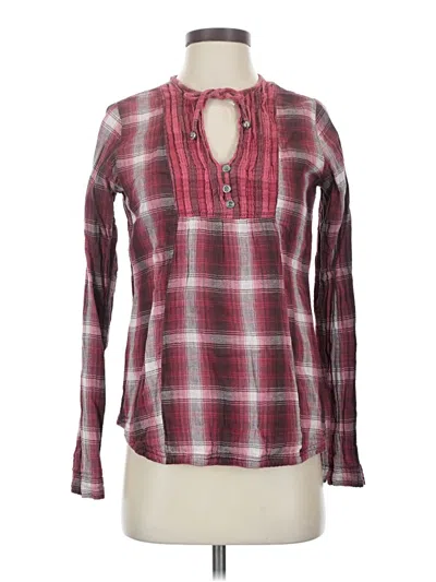 Pre-owned Prana Long Sleeve Blouse In Burgundy