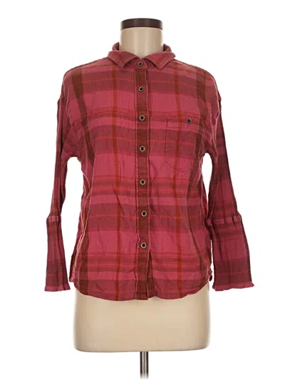 Pre-owned Prana Long Sleeve Button Down Shirt In Burgundy