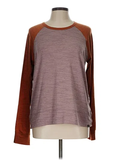Pre-owned Prana Long Sleeve Top Burgundy Crew Neck Tops
