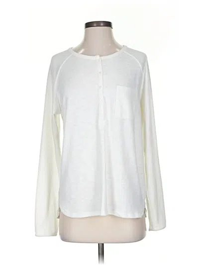Pre-owned Prana Long Sleeve Top Ivory Crew Neck Tops In White