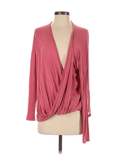 Pre-owned Prana Long Sleeve Top Pink Plunge Neckline Tops