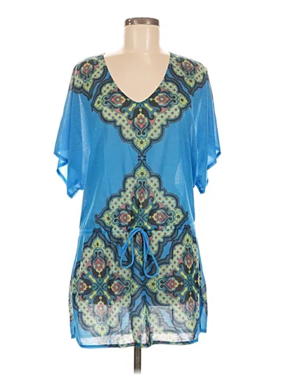 Pre-owned Prana Short Sleeve Blouse In Blue